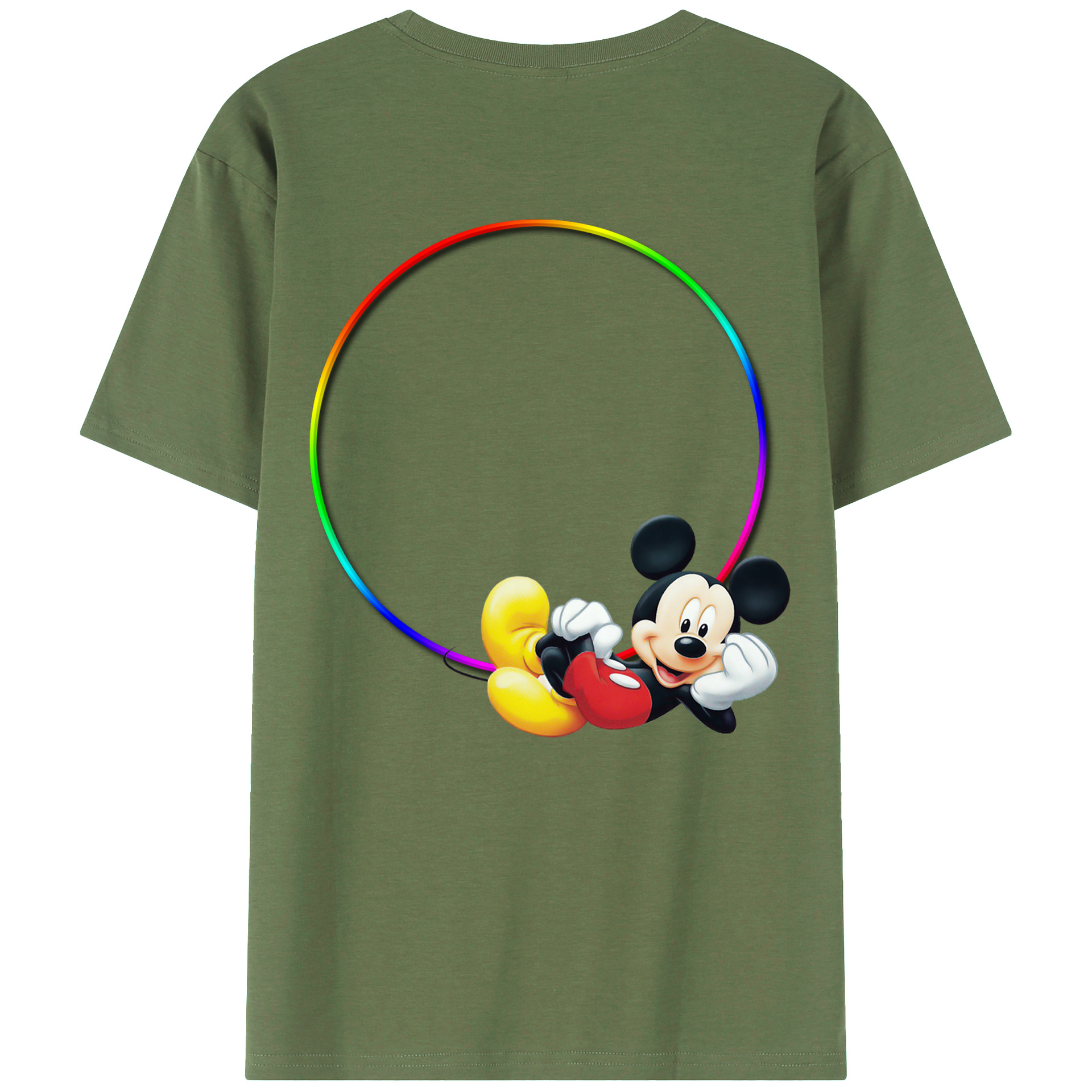 （画像用） ミッキーマウス Mickey Mouse 綿100％ メンズ半袖Tシャツ（バックプリント） 通気性